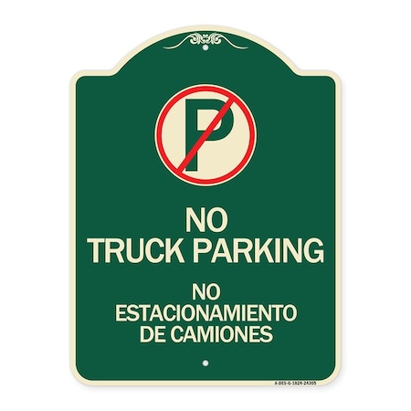 Bilingual No Parking No Truck Parking No Estacionamiento De Camiones Aluminum Sign